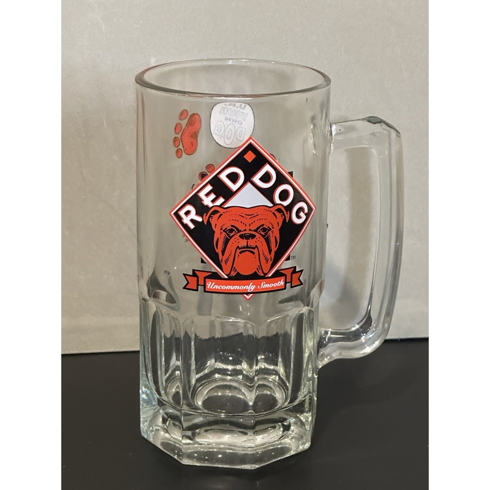Vintage 1997 Red dog Glass Mug‎